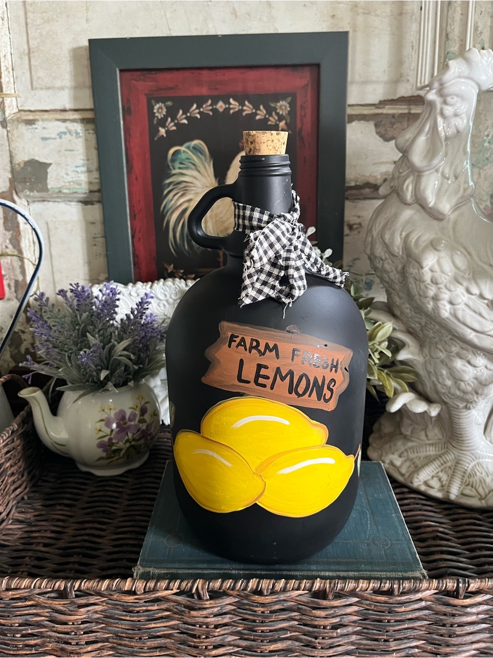 Lemon Farm Fresh Gallon Jug Hand painted